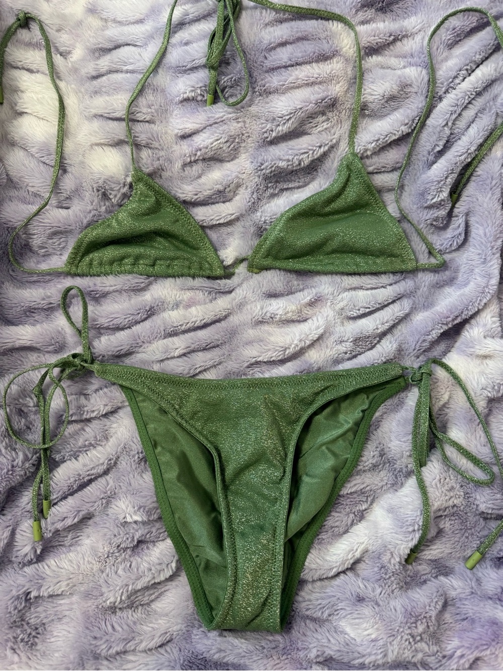 VINCA triangl string bikini set in the color Fawn Sparkle